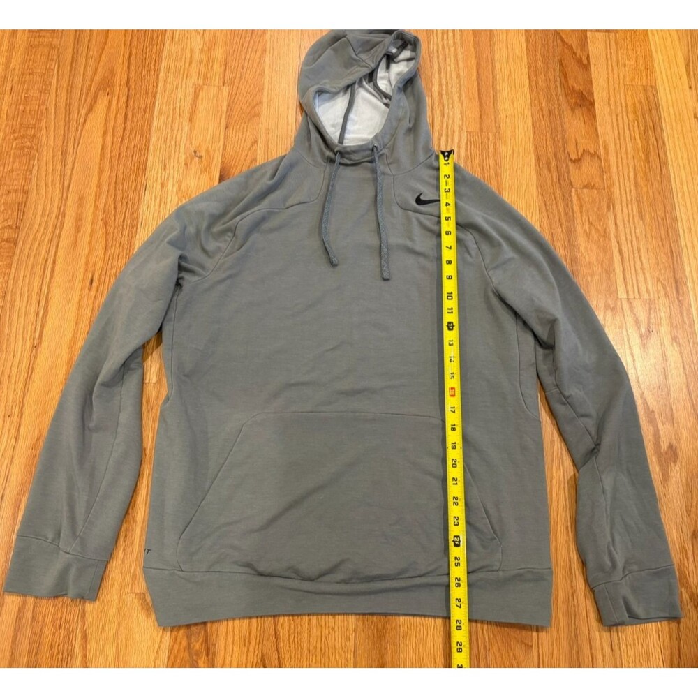 NIKE Hoodie Men's Large Dri Fit Performance Pullover Sweatshirt Gray Drawstring - Picture 5 of 11